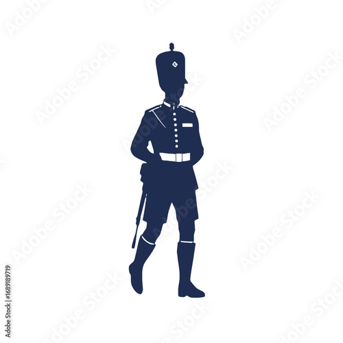 Vector art of silhouette of a soldier in a historical uniform