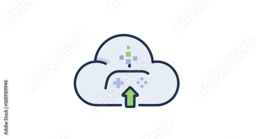 Cloud Icon with Upward Arrow Representing Data Upload.