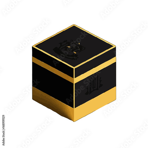 Vector art of islamic kaaba cube, a sacred symbol in islam, representing the direction of prayer for muslims worldwide