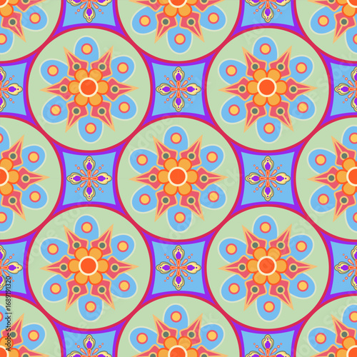 Mandala Tile Pattern Circular Vector Design - Bohemian Mandala Tile Pattern Decorative Background - Colorful Mandala Tile Pattern Floral Art