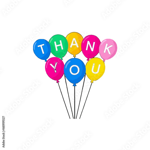 Vector art of colorful balloons with letters spelling out thank you