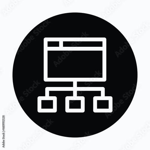 SEO Website Sitemap Structure Isolated Vector Circular Style Icon