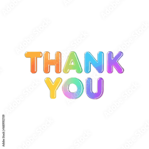 Vector art of colorful 3d bubble letters spelling out thank you