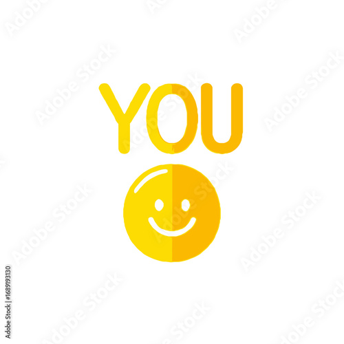 Vector art of yellow text you above a smiling emoji