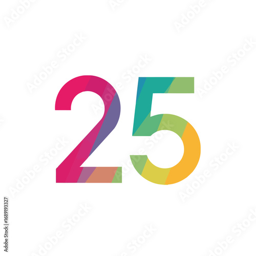 Colorful number twenty-five with gradient design.