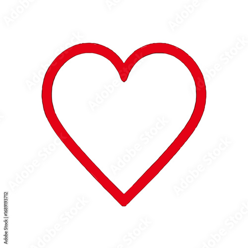 Vector art of a simple red heart outline isolated on a transparent background, symbolizing love and affection