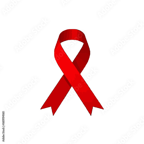 Vector art of a red ribbon, a symbol of aids awareness, isolated on a transparent background