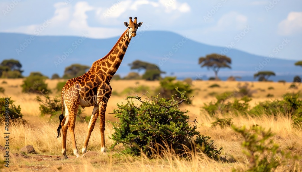 Obraz premium Giraffe in savanna landscape (2)