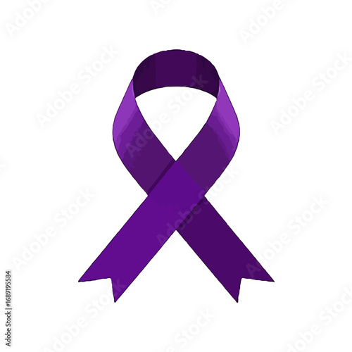 Vector art of a purple awareness ribbon, symbolizing support for various causes like domestic violence, epilepsy, and alzheimers disease