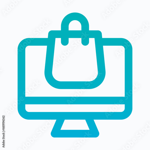 Desktop shopping isolated vector lineal gradient style icon