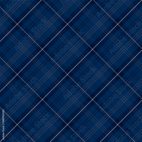 Plaid with twill weave repeat pattern in navy blue.Gingham seamless pattern with stripes.Checkered, tartan geometric graphic vector illustration background for fabric and prints.