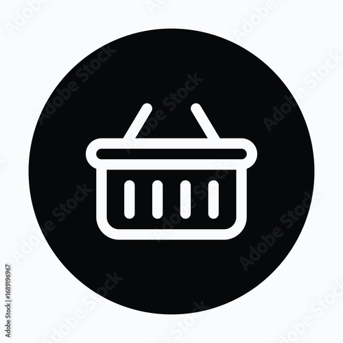 Shopping basket isolated vector circular style icon