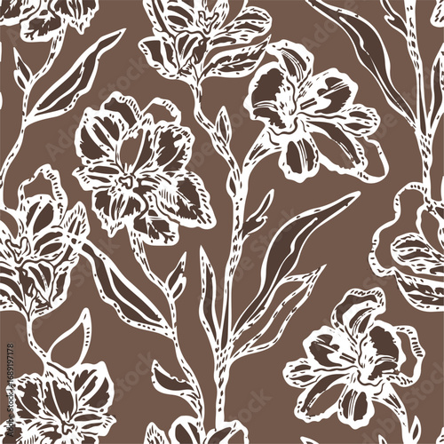 Cute tropical leave seamless watercolor pattern background. Leave vector illustration. Watercolor print in rustic vintage style, textile or wallpapers.