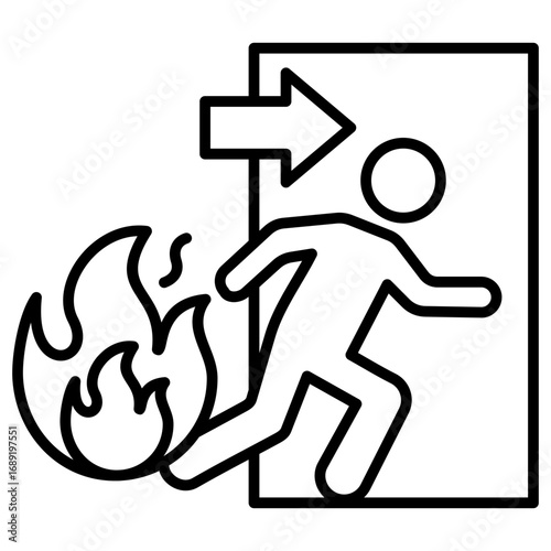 Fire Evacuation Outline Icon