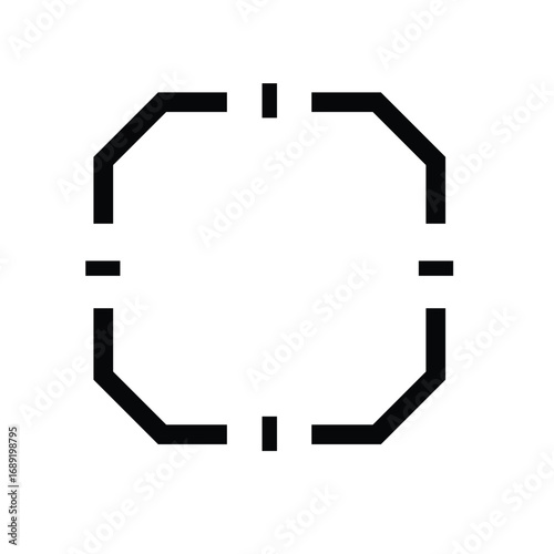 Square style crosshair target icon in black. Simple aim symbol with clean lines, isolated on white background. Minimalist design ideal for apps, UI, gaming, and graphic use.