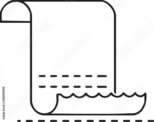 Illustration of a rolled up paper scroll with a torn edge.