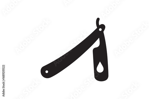 Straight Razor Silhouette Vector Barber Shop Shaving Blade Icon