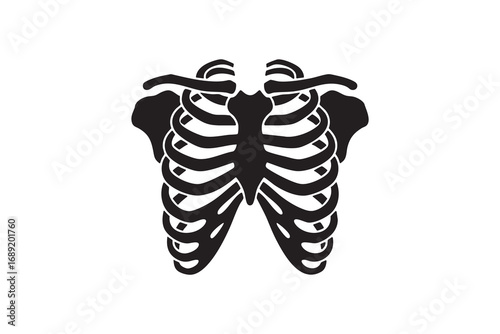 Human Rib Cage Silhouette Black Vector Skeleton Chest and Ribs Graphic