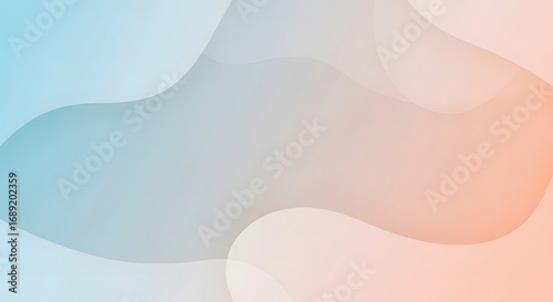 Abstract background with soft flowing shapes and a gentle pastel gradient of blue and orange, a modern and minimalist digital illustration