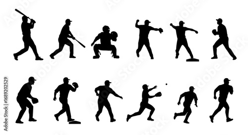 Dynamic baseball players in action, perfect for sports, training, and team-building projects