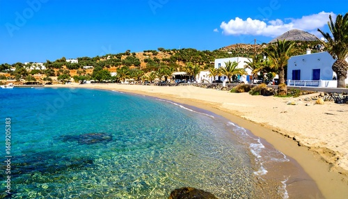 Fototapeta Naklejka Na Ścianę i Meble -  Sunny beach scene with turquoise water
