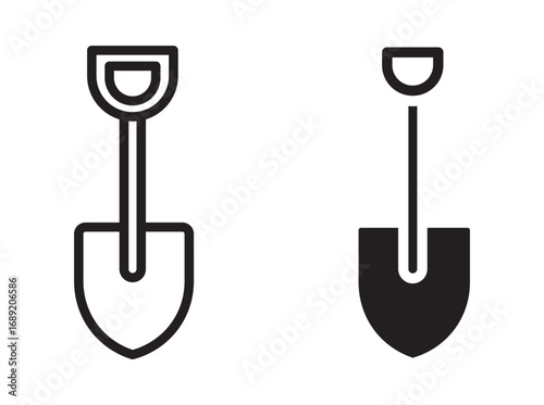 Shovel Icon, Garden Shovel icon, Hand garden shovel icon. 