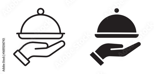 Hand holding tray icon set, vector illustration . 