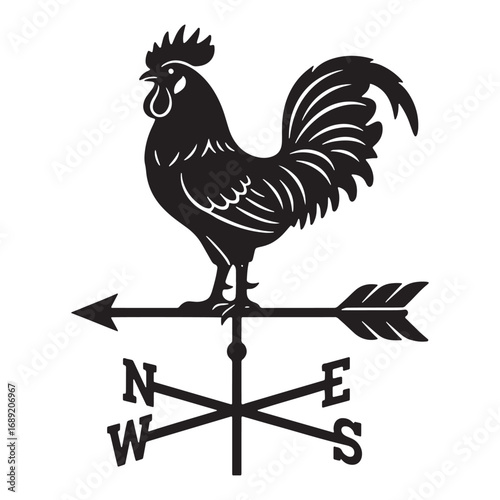 Rooster weather vane silhouette vector icon illustration