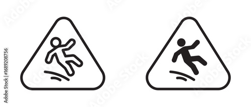 Slippery floor icon set, Wet floor sign set,vector illustration