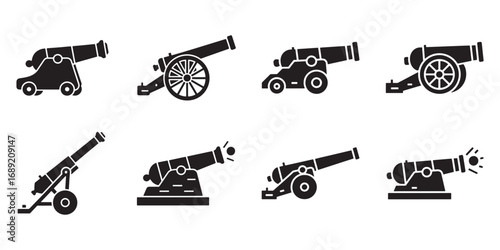 Cannon icon set vector illustration