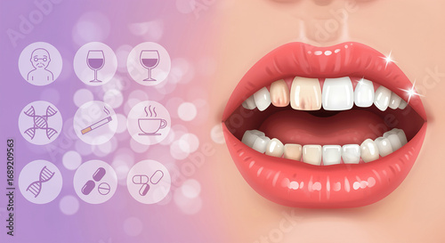 Teeth Staining Causes and Effects Illustration stained teeth yel
