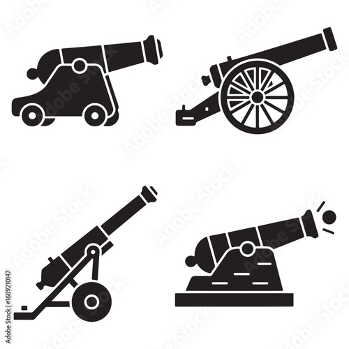 Cannon icon set vector design