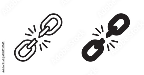Weaknesses icon set , Broken chain link with jagged edges icons, vector illustration . 