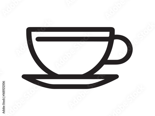 Elegant cafe beverage cup icon in thin vector drawing