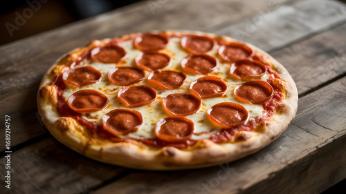 pizza on a wooden table