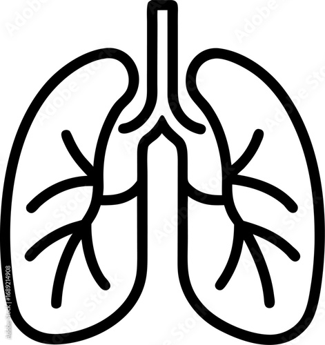 Respiration outline icon vector on white background