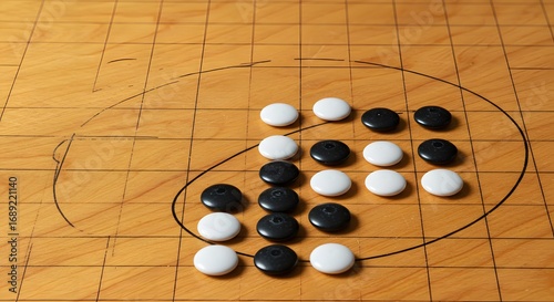 A Go board showing a complex territorial battle, a powerful metaphor for long-term strategy, market positioning, and competitive intelligence