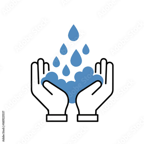 Hand washing icon for hygiene and cleanliness