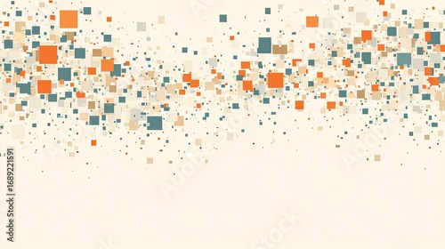 Abstract Square Cascade: Earth Tones on Cream Background, Modern Geometric Design