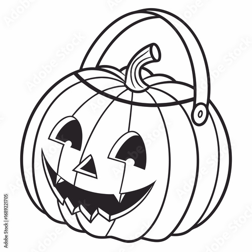 Carved Halloween pumpkin with a handle