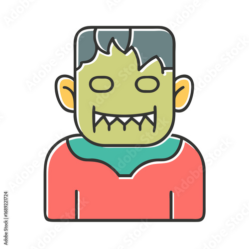 Cartoon illustration of a Frankenstein's monster on halloween day