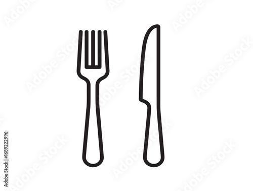 Clean elegant cutlery symbol in thin modern vector design