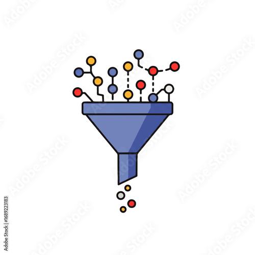 Data Filtering Funnel Process Icon