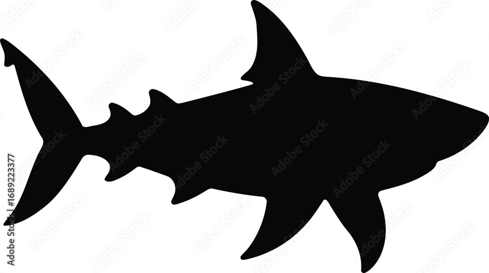 Fototapeta premium Bold Shark Silhouette Vector for Ocean Wildlife Graphics