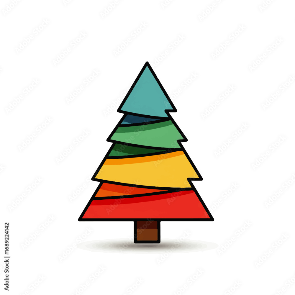 Fototapeta premium Stylized Rainbow Christmas Tree Graphic