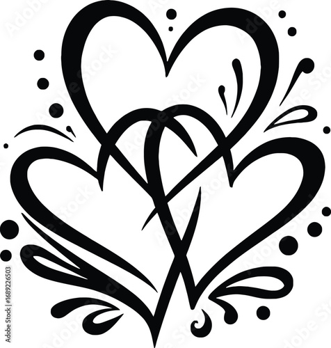 Intertwined hearts symbolizing love romance and unity artistic design white background