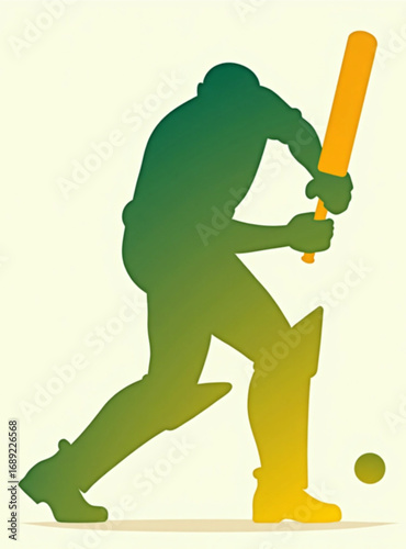 Cricket Action Silhouette: A dynamic cricket silhouette, perfectly capturing the moment of impact, embodying the raw power and finesse of the sport.