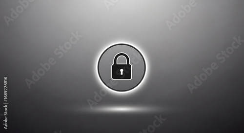 Locked Padlock on Dark Gradient Background with Glowing Outline