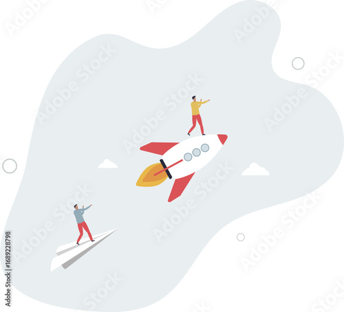 Leadership to win business competition, winner or competitive advantage to success in work, innovation and motivation concept.life and employment of people.