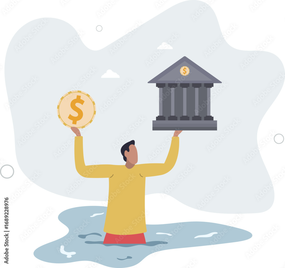 Φωτογραφία Government bailout to help support bank from bankruptcy to prevent banking downfall by injection, buy bonds to pay for loan and obligation concept